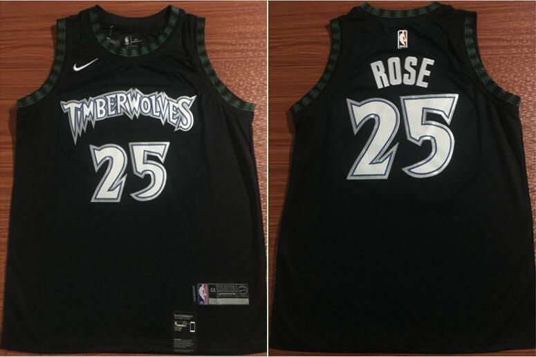 Men Minnesota Timberwolves 25 Rose Black Nike NBA Jerseys